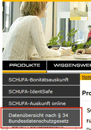 Screenshot www.meineschufa.de